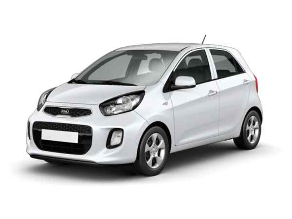 White Kia Picanto – affordable rental car in Mazarrón, perfect for city drives and coastal trips. Check prices and book now
