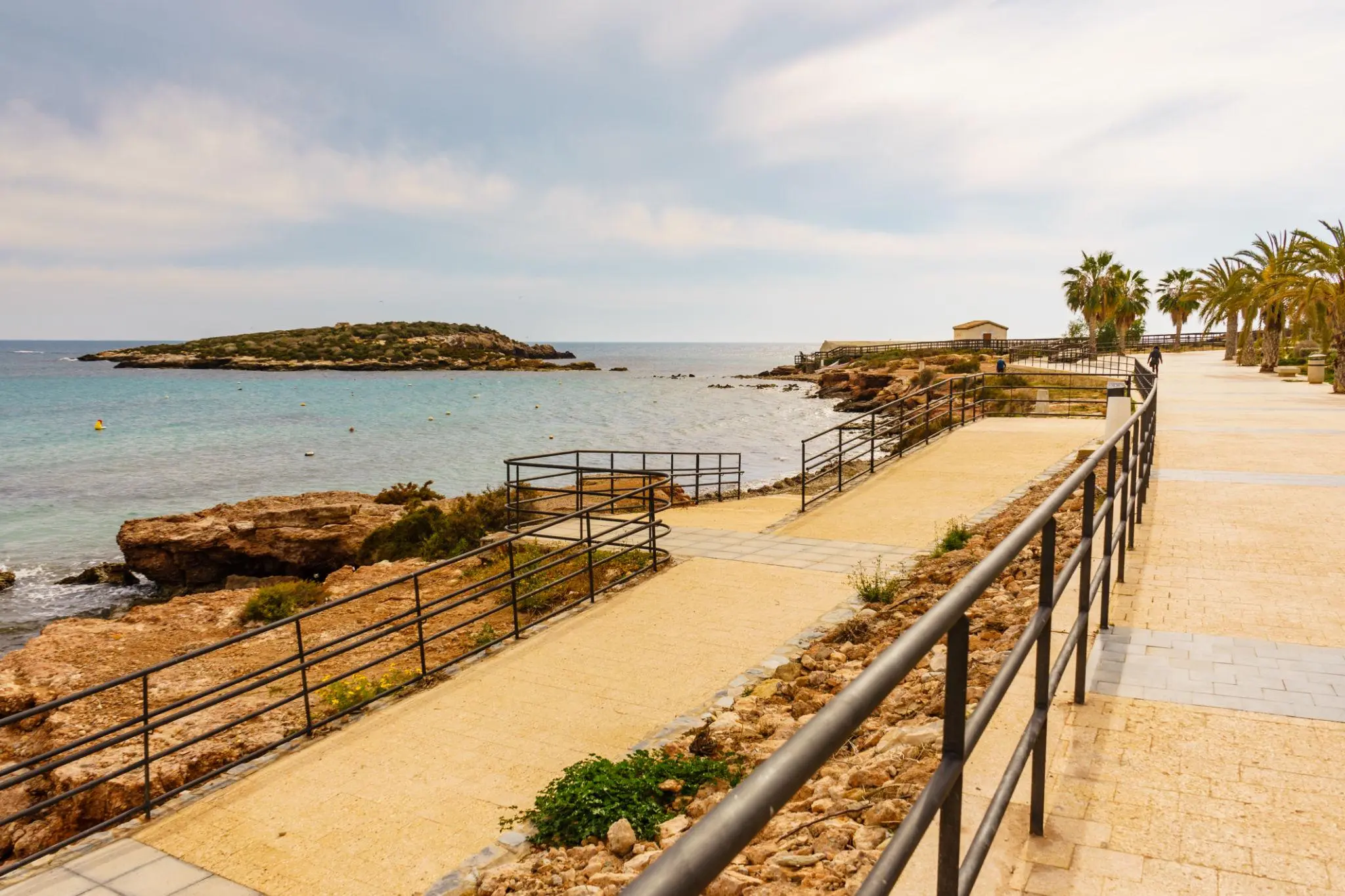 Calm seaside view of Isla Plana coastal village in Murcia, Spain