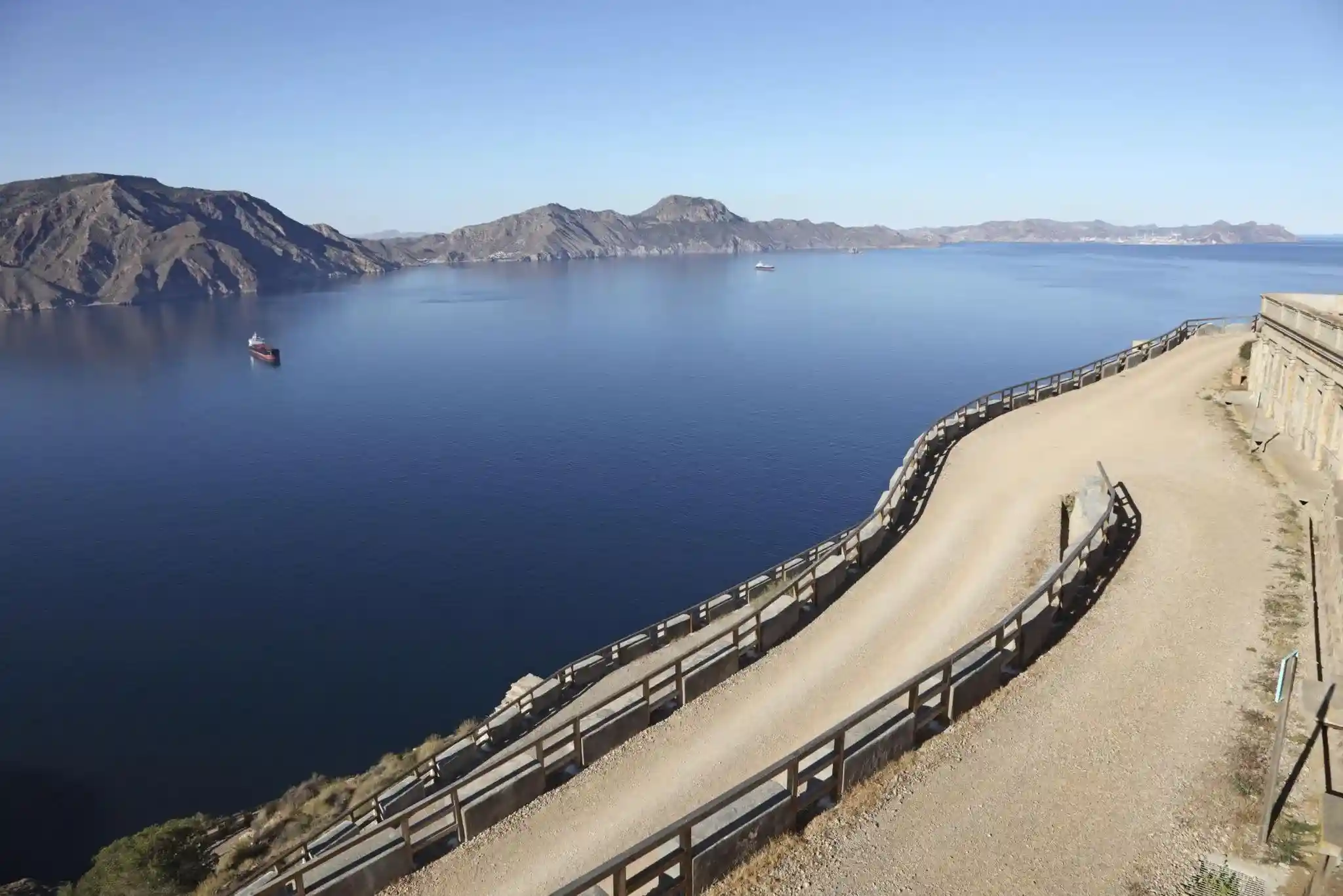 Scenic coastal drive from Bolnuevo to Isla Plana in Murcia, Spain